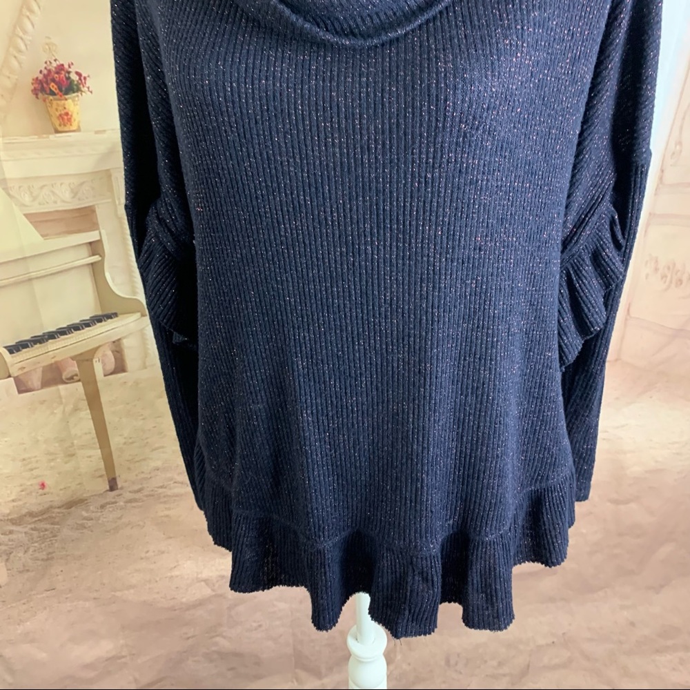 Anthropologie Postmark Ribbed Ruffle Turtleneck - Picture 4 of 12